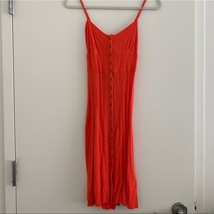 🧡 Orange Button Down Midi Dress